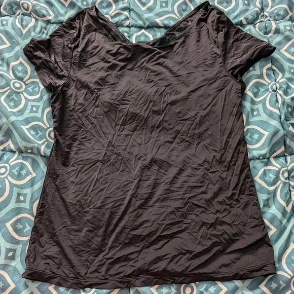 Zyia Active Silky Black Twisted Open Back Tee L - Picture 1 of 4